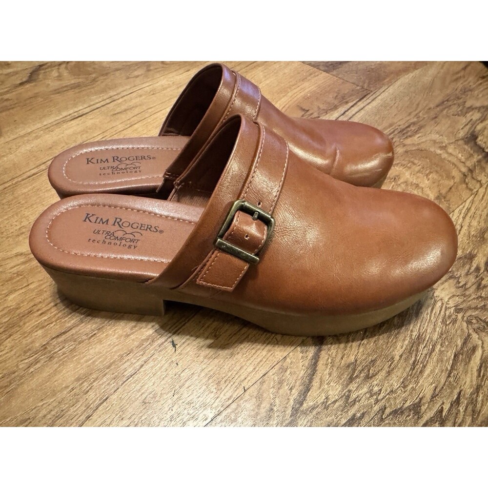 Kim Rogers Platform Mules Brown ultra comfort technology Cognac Clogs Sz 9.5 M